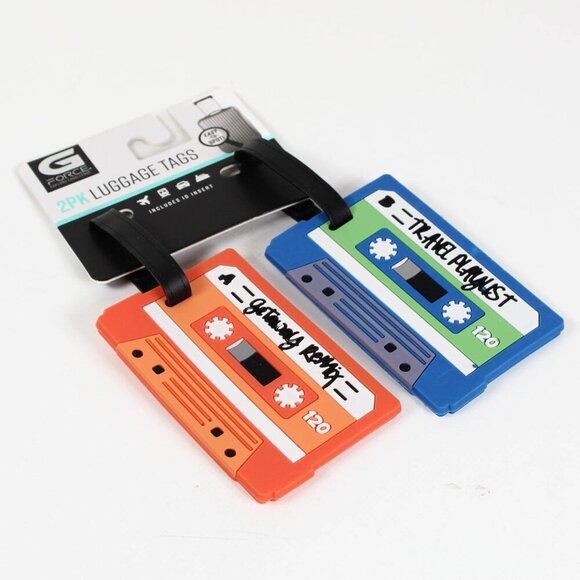 New 2-Pack Cassette Tape Luggage Tags - Travel Ready! - Picture 1 of 4